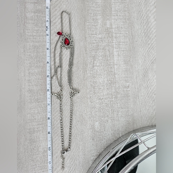 Handmade Stainless Steel Necklace with Red Glass Bead - Picture 4 of 4